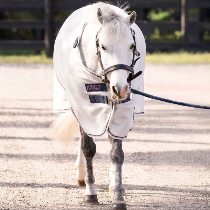 Horseware Amigo Bug Rug Pony Fly Sheet - Silver/Lime Navy Pink Blue-2