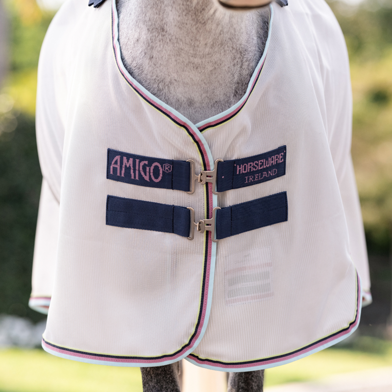 Horseware Amigo Bug Rug Pony Fly Sheet - Silver/Lime Navy Pink Blue-1