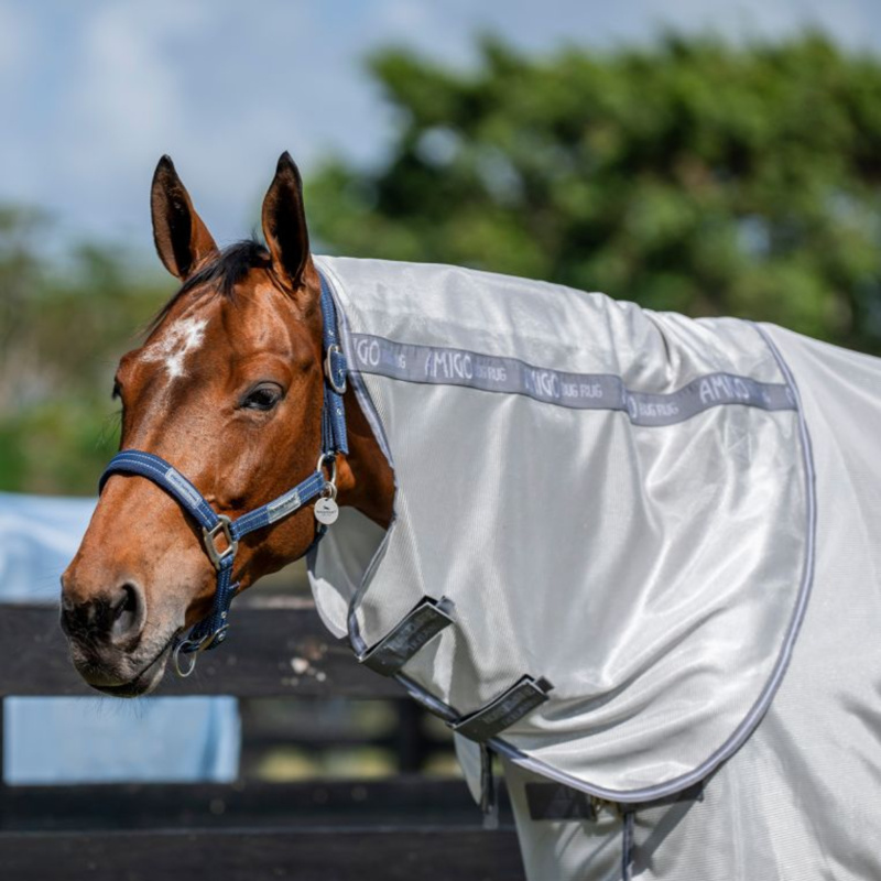 Horseware Amigo Bug Rug Hood - Silver/Titanium Grey Silver