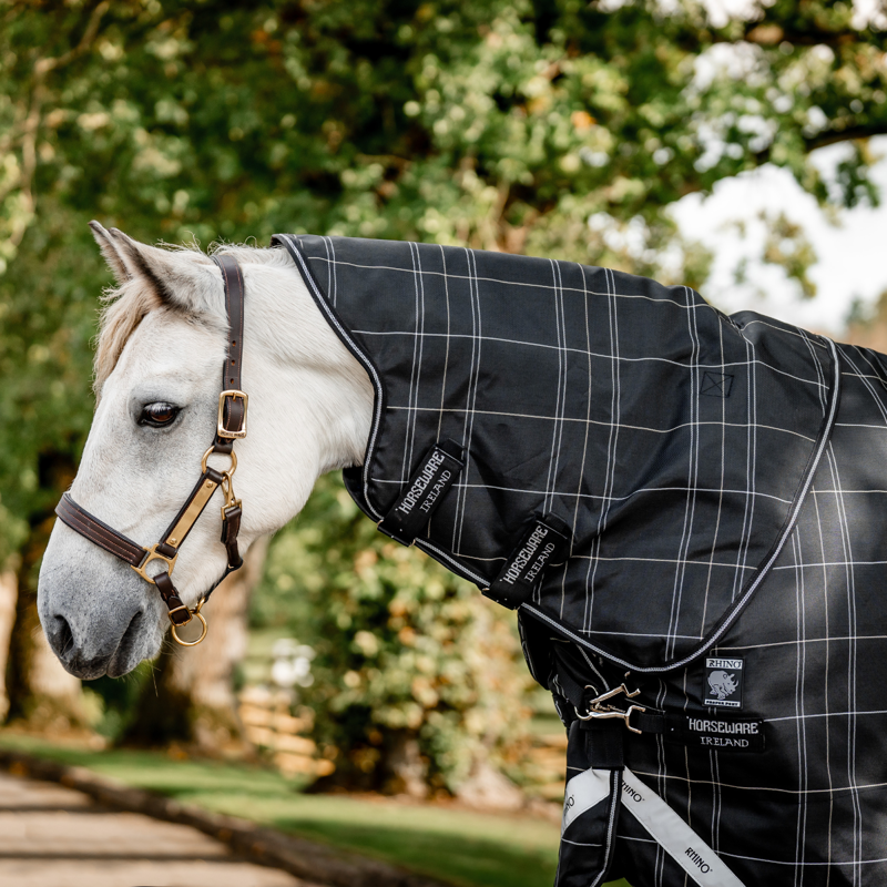 Horseware Rhino Plus Pony Turnout Bundle 0g + 200g - Black Check/Black White-1