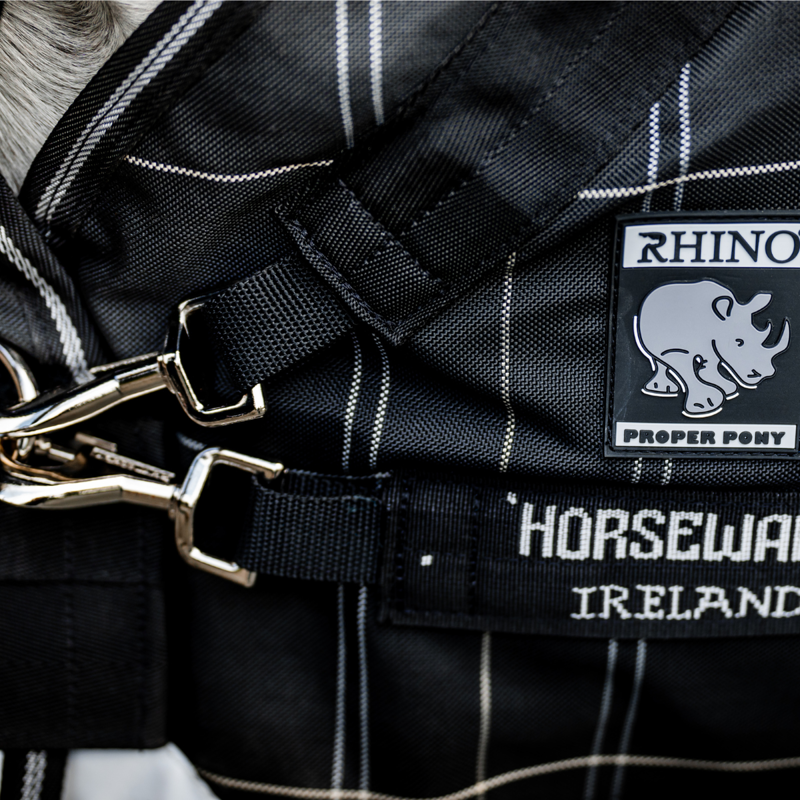 Horseware Rhino Plus Pony Turnout Bundle 0g + 200g - Black Check/Black White-2
