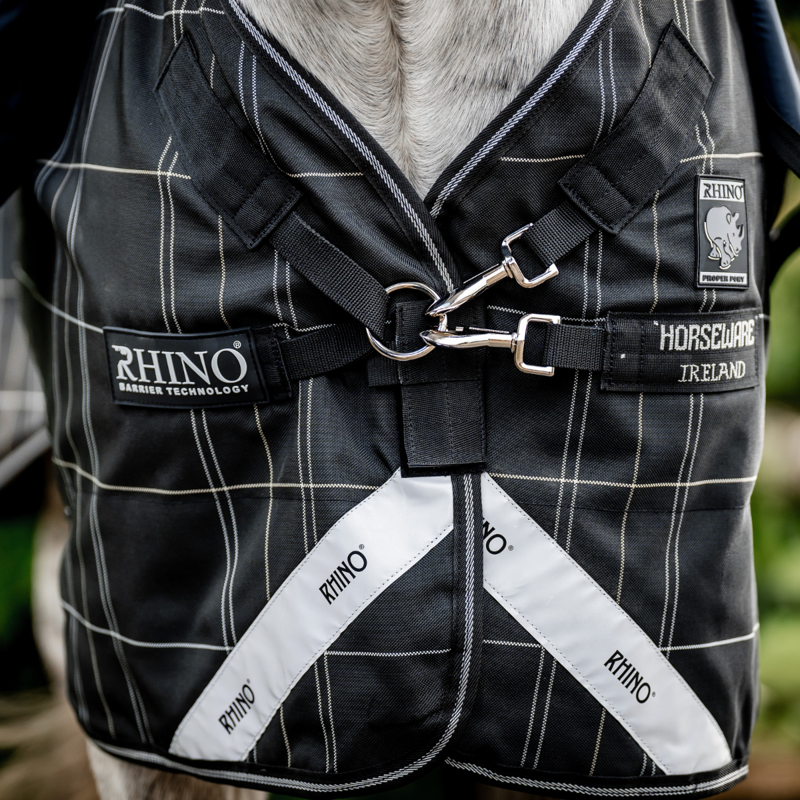 Horseware Rhino Plus Pony Turnout Bundle 0g + 200g - Black Check/Black White-3