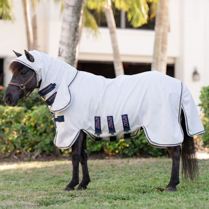 Horseware Amigo Ripstop Petite Hoody Fly Sheet - Silver/Lime Navy Pink Blue