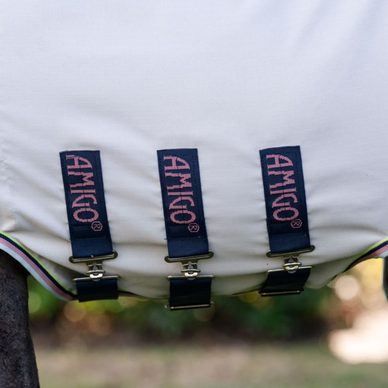 Horseware Amigo Ripstop Petite Hoody Fly Sheet - Silver/Lime Navy Pink Blue-4