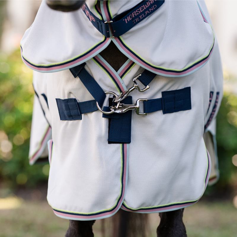 Horseware Amigo Ripstop Petite Hoody Fly Sheet - Silver/Lime Navy Pink Blue-2