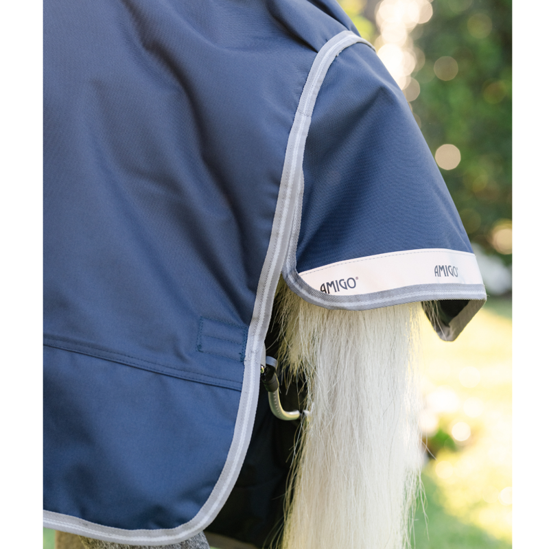 Horseware Amigo 1200D 0g Pony Turnout Rug - Navy/Titanium Grey Silver-4