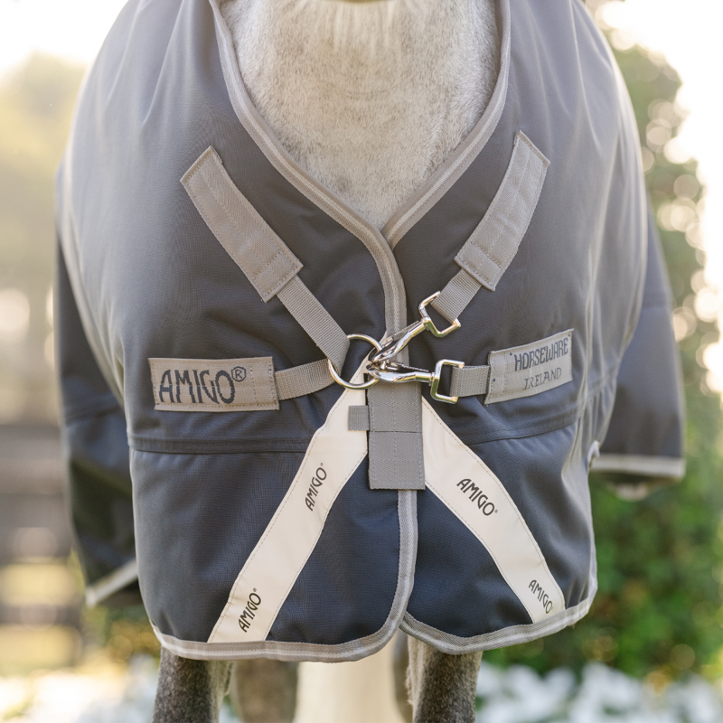 Horseware Amigo 1200D 0g Pony Turnout Rug - Navy/Titanium Grey Silver-1