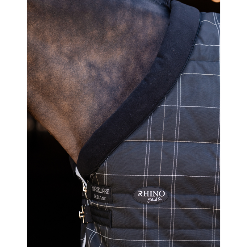 Horseware Rhino  Vari-Layered 250g Pony Stable Rug - Black/Grey Check Grey-1