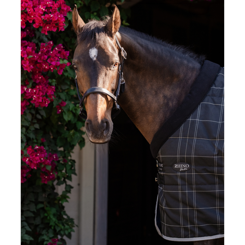 Horseware Rhino Pony Stable Rug 100g - Black/Grey White Check Grey-1