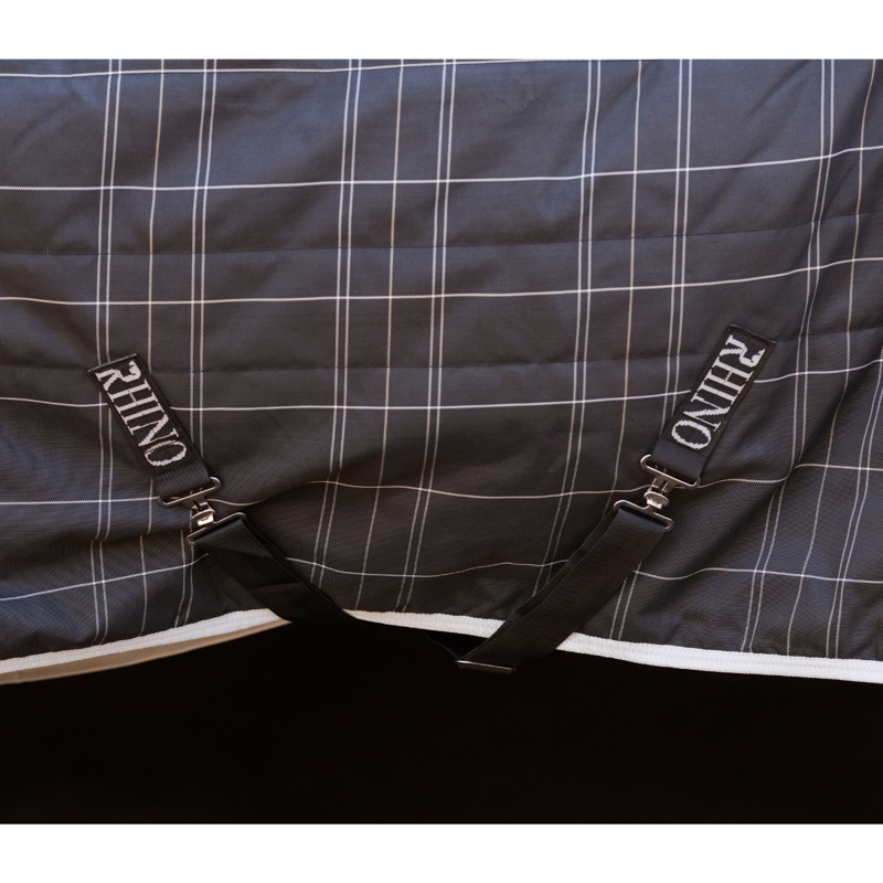 Horseware Rhino Pony Stable Rug 100g - Black/Grey White Check Grey-4