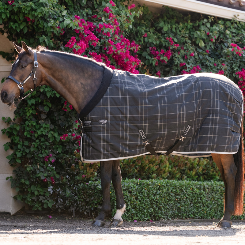 Horseware Rhino Pony Stable Rug 100g - Black/Grey White Check Grey