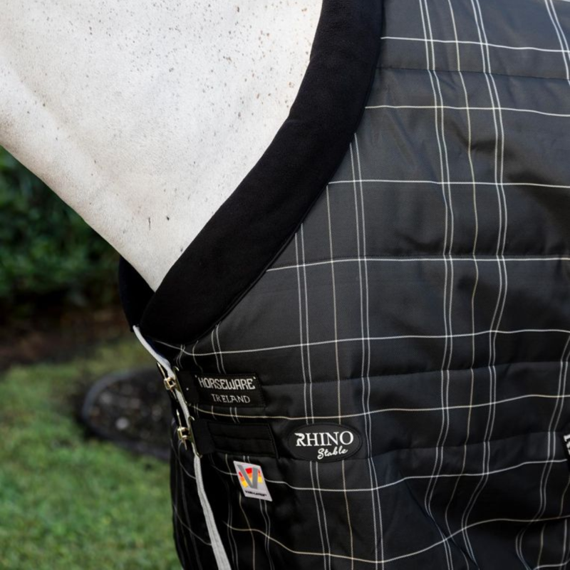 Horseware Rhino 350g Vari-Layer Stable Rug - Black/Grey White Check Grey-1