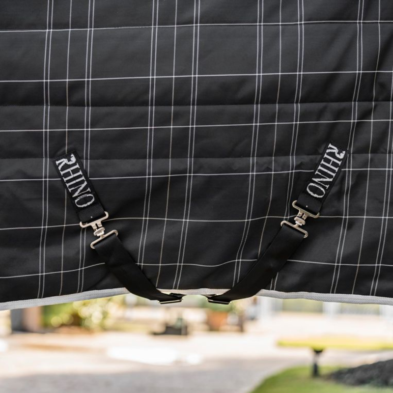 Horseware Rhino 350g Vari-Layer Stable Rug - Black/Grey White Check Grey-3