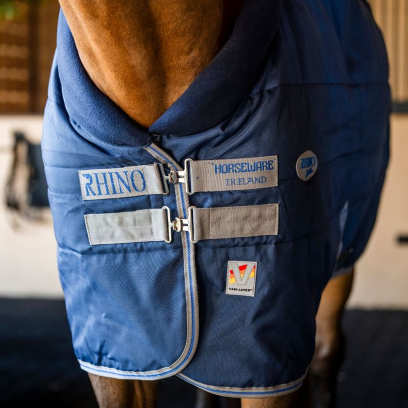 Horseware Rhino 350g Vari-Layer Stable Rug - Navy/Titanium Grey Classic Blue-1