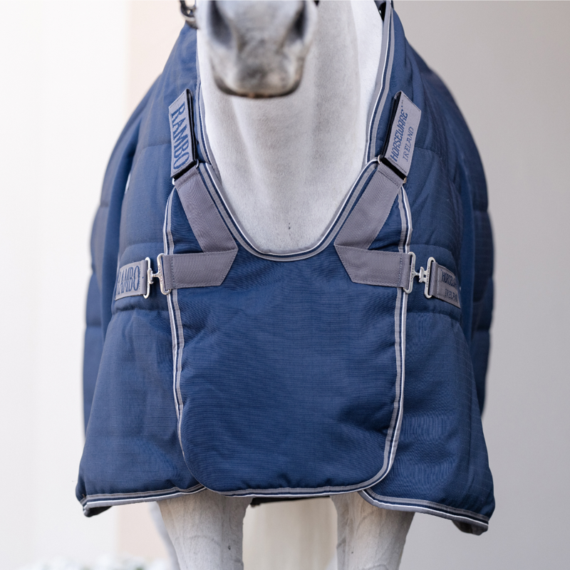Horseware Rambo 200g Optimo Stable Plus Rug - Navy/Thunderstorm Grey Silver-3