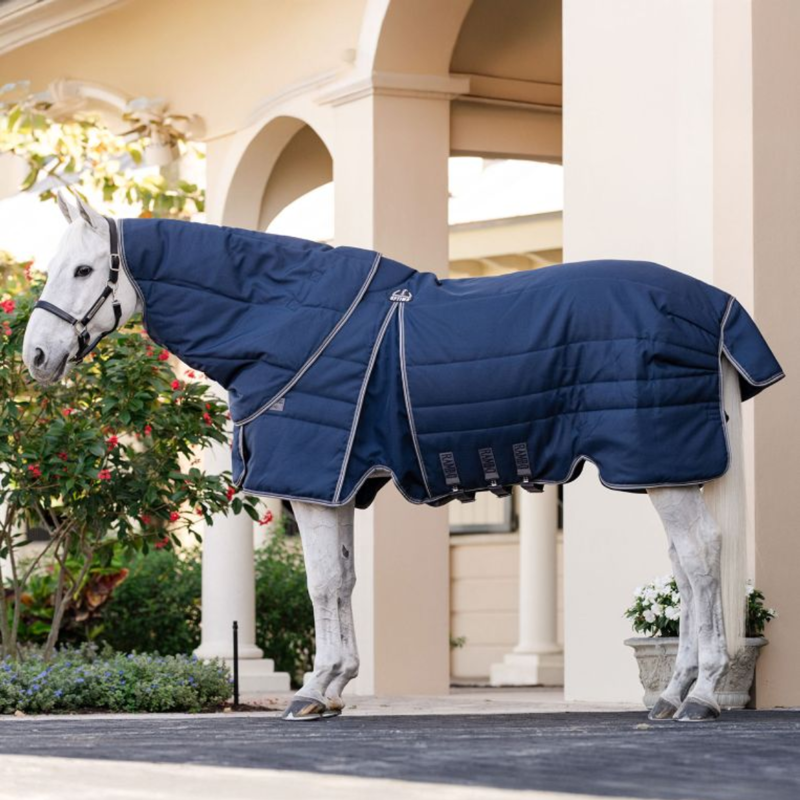Horseware Rambo 200g Optimo Stable Plus Rug - Navy/Thunderstorm Grey Silver