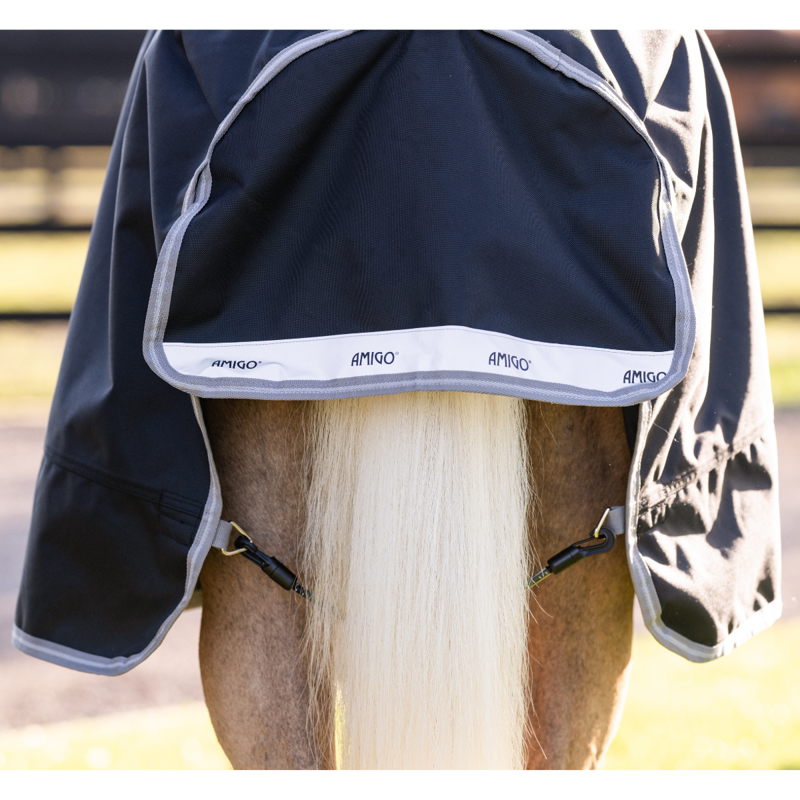 Horseware Amigo 1200D 250g Pony Turnout Rug - Black/Titanium Grey Silver-3