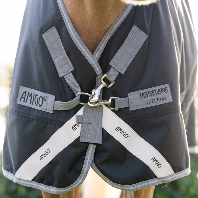 Horseware Amigo 1200D 250g Pony Turnout Rug - Black/Titanium Grey Silver-1