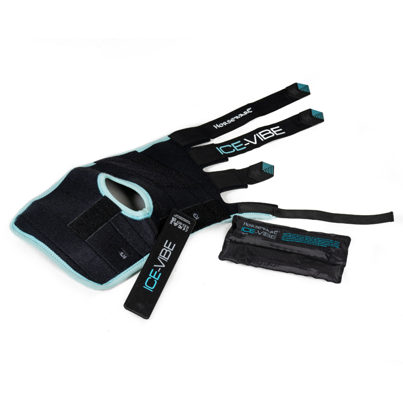 Horseware Ice-Vibe Hock Wrap - Black/Aqua-2