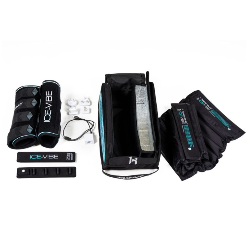 Horseware Ice-Vibe Leg Wraps - Black/Aqua-4