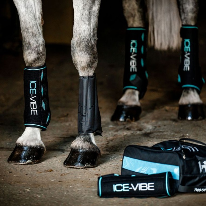 Horseware Ice-Vibe Leg Wraps - Black/Aqua-5