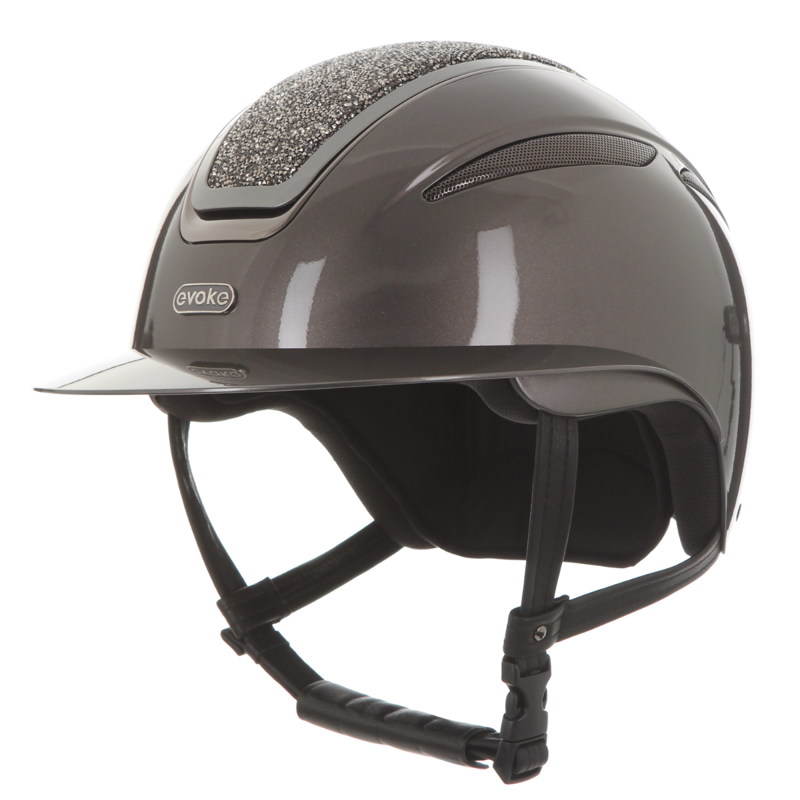 Evoke Callisto Wide Peak Riding Hat - Metallic Graphite/Marcasite Crystal