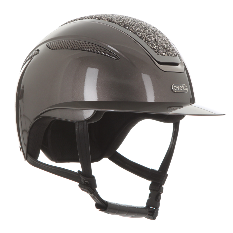 Evoke Callisto Wide Peak Riding Hat - Metallic Graphite/Marcasite Crystal-1