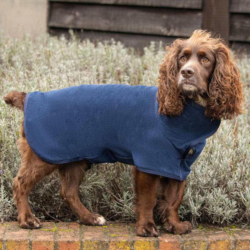 Benji and Flo Classic Drying Dog Robe - Navy-3