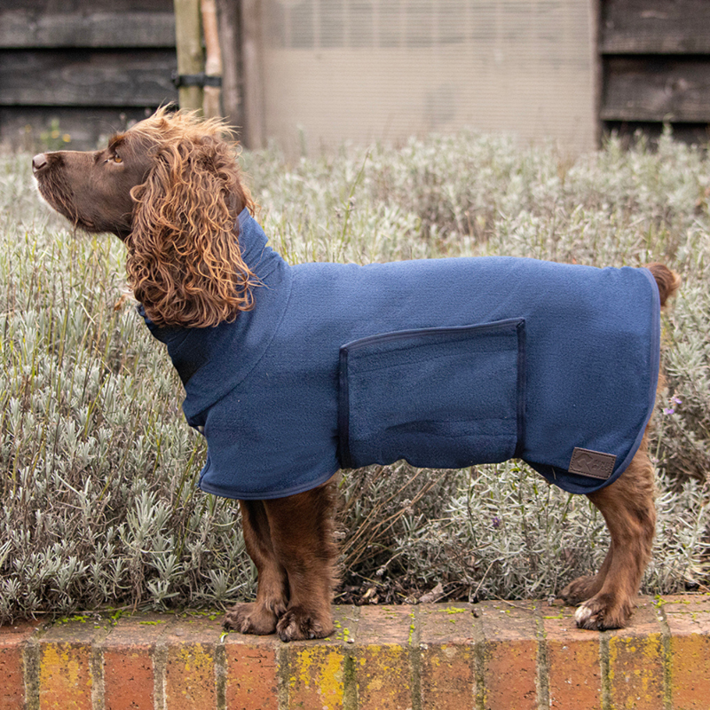 Benji and Flo Classic Drying Dog Robe - Navy-1