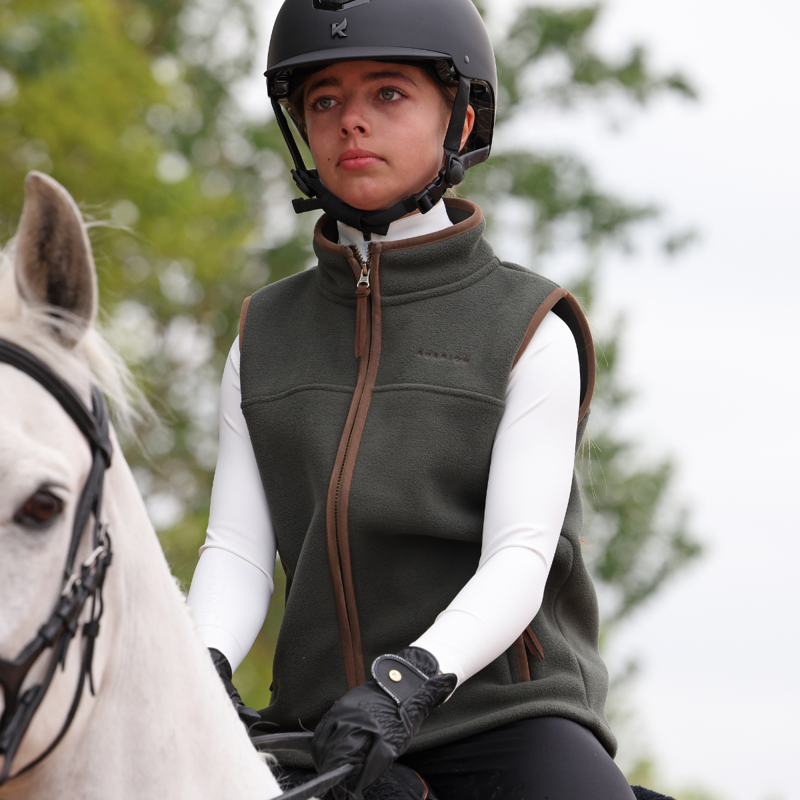 Shires Aubrion Core Fleece Gilet - Young Rider - Green-1