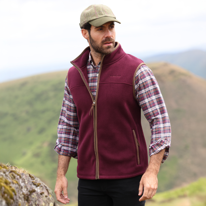 Aubrion Core Fleece Gilet - Maroon-2