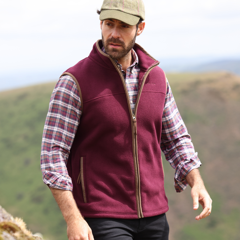 Aubrion Core Fleece Gilet - Maroon-7