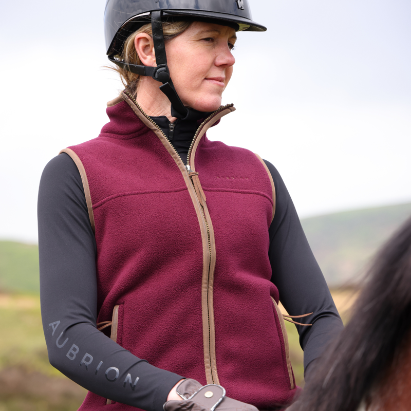 Aubrion Core Fleece Gilet - Maroon-1