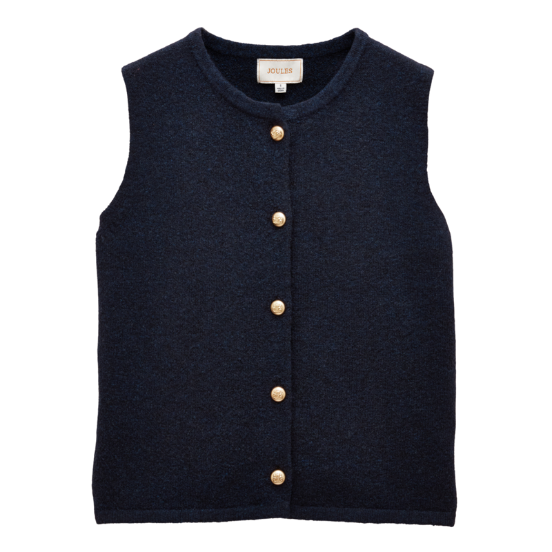 Joules Ladies Holly Button Through Knitted Vest - Navy
