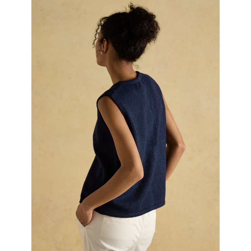 Joules Ladies Holly Button Through Knitted Vest - Navy-3