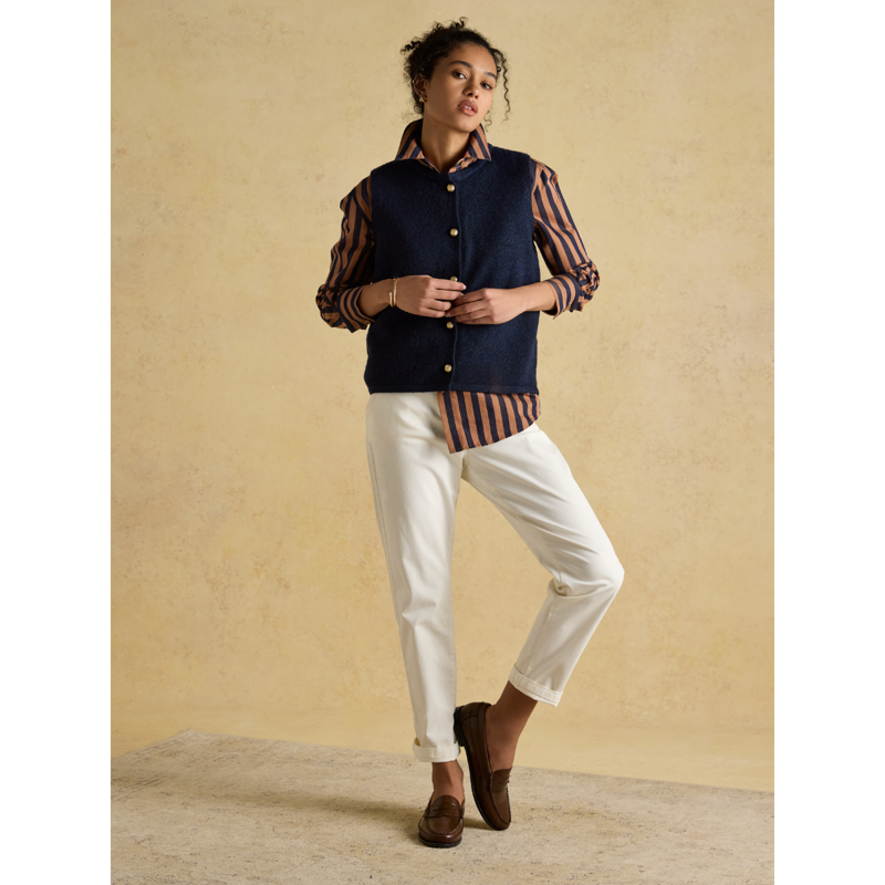 Joules Ladies Holly Button Through Knitted Vest - Navy-6