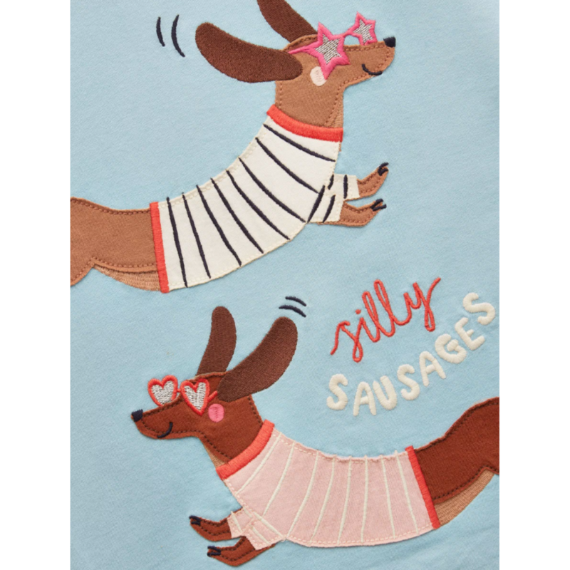 Joules Girls' Ava Applique Long Sleeve Top - Blue-2