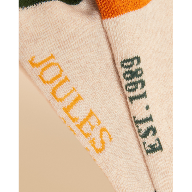 Joules Junior Volley Pack of Two Tennis Socks - Khaki/Cream-1