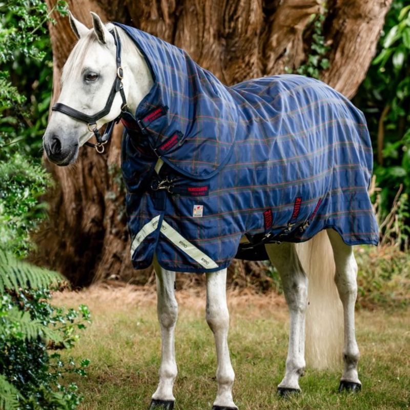 Horseware Rhino Plus Vari-Layer 250g Turnout Rug - Navy Check/Green/Red-1