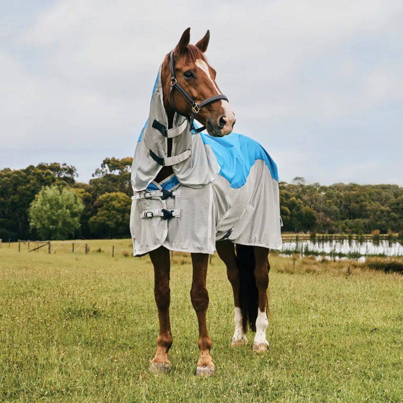 WeatherBeeta ComFiTec Dual Shield Detach-A-Neck Fly Rug - Blue/Grey-1