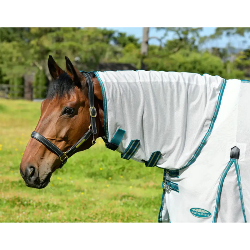 WeatherBeeta ComFiTec Zephyr Plus Mesh Combo Neck Fly Rug - Silver/Teal Green/Stone-2