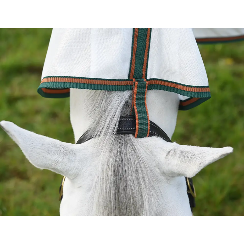 WeatherBeeta ComFiTec Tyro Mesh Combo Neck Fly Rug - White/Green/Burnt Orange-2
