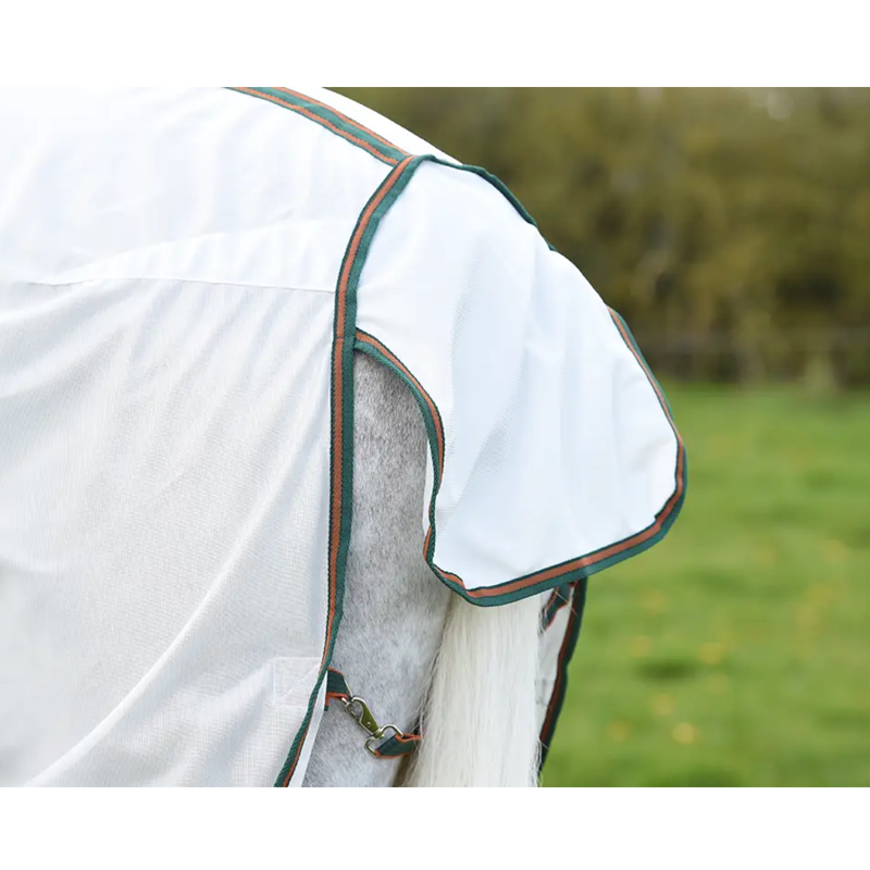 WeatherBeeta ComFiTec Tyro Mesh Combo Neck Fly Rug - White/Green/Burnt Orange-7