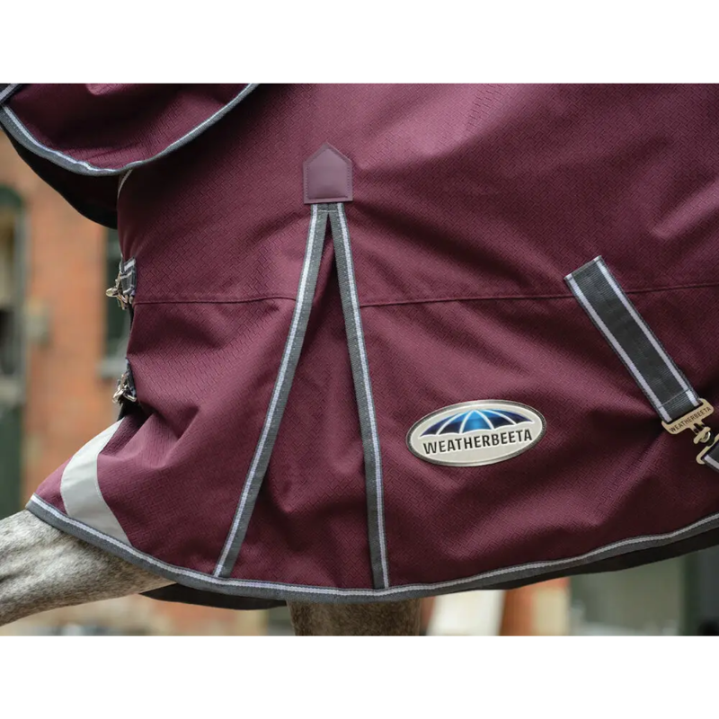 WeatherBeeta ComFiTec Plus Dynamic II Detach-A-Neck Lite Turnout Rug - Maroon/Grey/White-3
