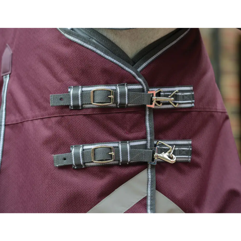 WeatherBeeta ComFiTec Plus Dynamic II Detach-A-Neck Lite Turnout Rug - Maroon/Grey/White-4