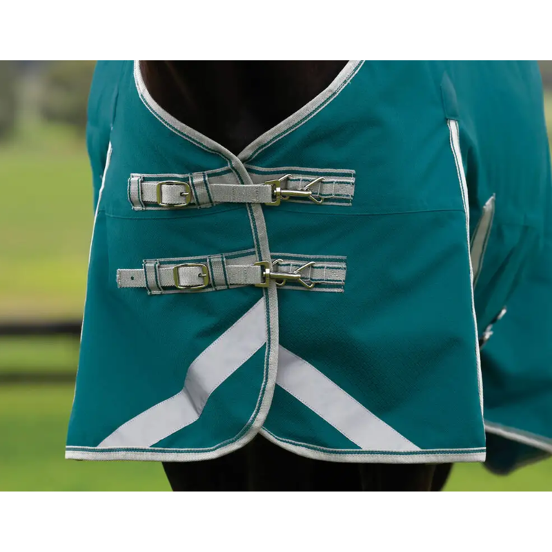 WeatherBeeta ComFiTec Plus Dynamic II Detach-A-Neck Lite Turnout Rug - Green/Stone/Teal Green-1