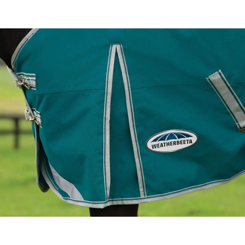 WeatherBeeta ComFiTec Plus Dynamic II Detach-A-Neck Lite Turnout Rug - Green/Stone/Teal Green-2
