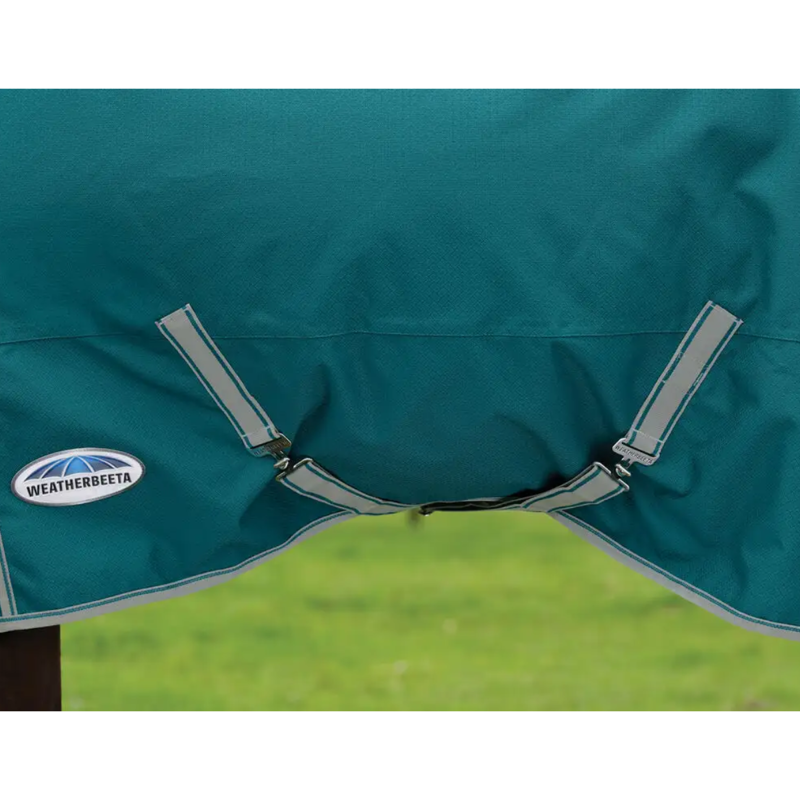 WeatherBeeta ComFiTec Plus Dynamic II Detach-A-Neck Lite Turnout Rug - Green/Stone/Teal Green-3