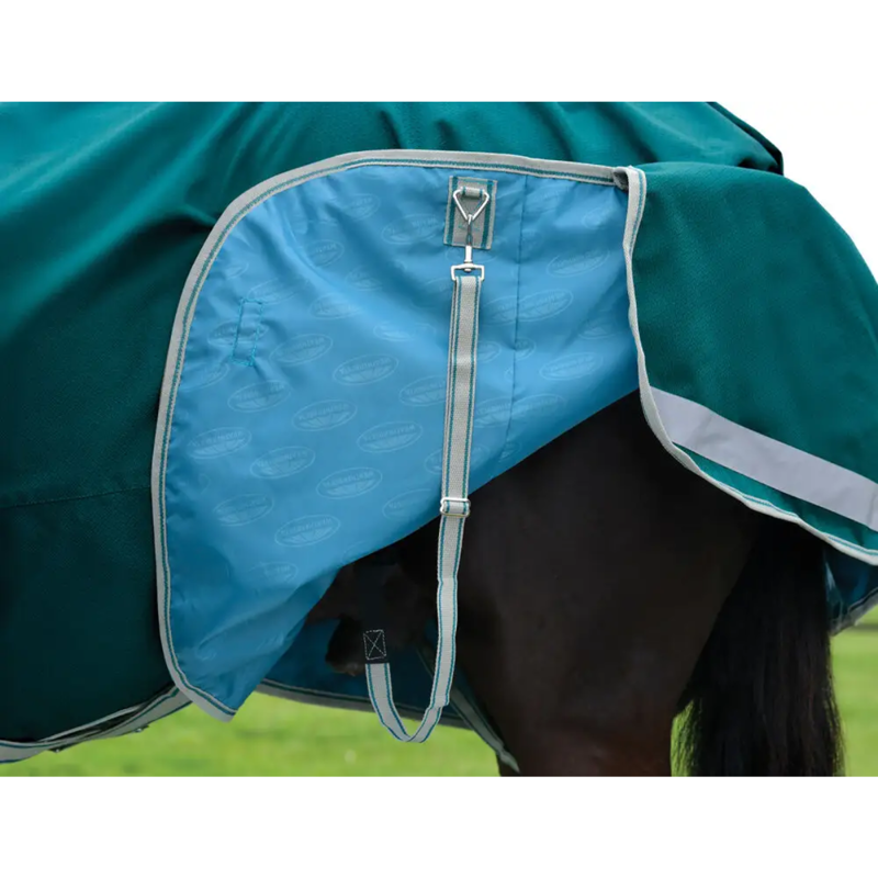 WeatherBeeta ComFiTec Plus Dynamic II Detach-A-Neck Lite Turnout Rug - Green/Stone/Teal Green-4