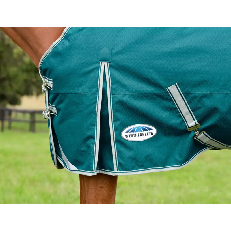WeatherBeeta ComFiTec Plus Dynamic II Standard Neck Lite Turnout Rug - Green/Stone/Teal Green-4